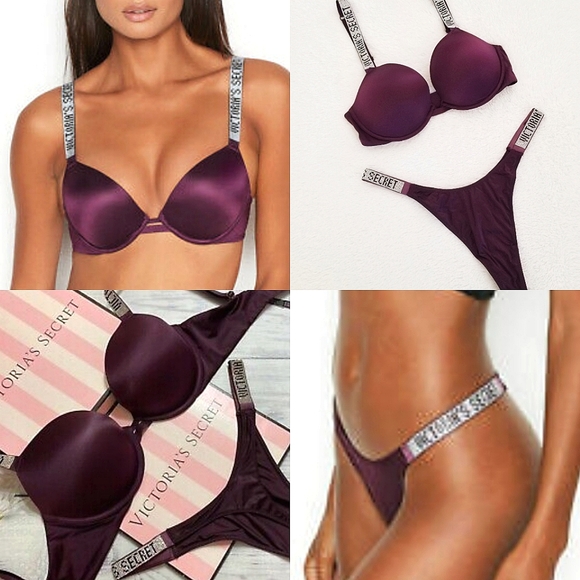 Victoria's Secret Shine Strap Brazilian Push-up Bra and Panty Set NWT - Picture 1 of 14